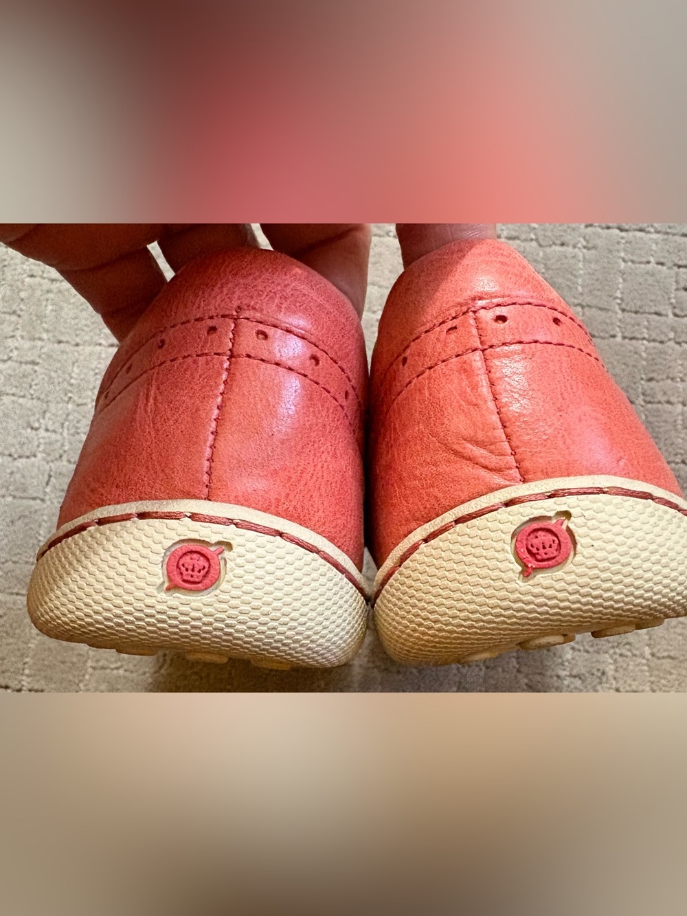 Born Coral Leather Pink Canvas Wingtip Lace-Up Women's Funky Cute Sneakers - Picture 8 of 9